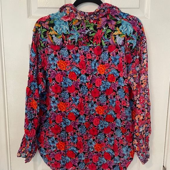 Vintage 80s/90s Floral Blouse With Beading and Sequin Detail - Picture 3 of 5
